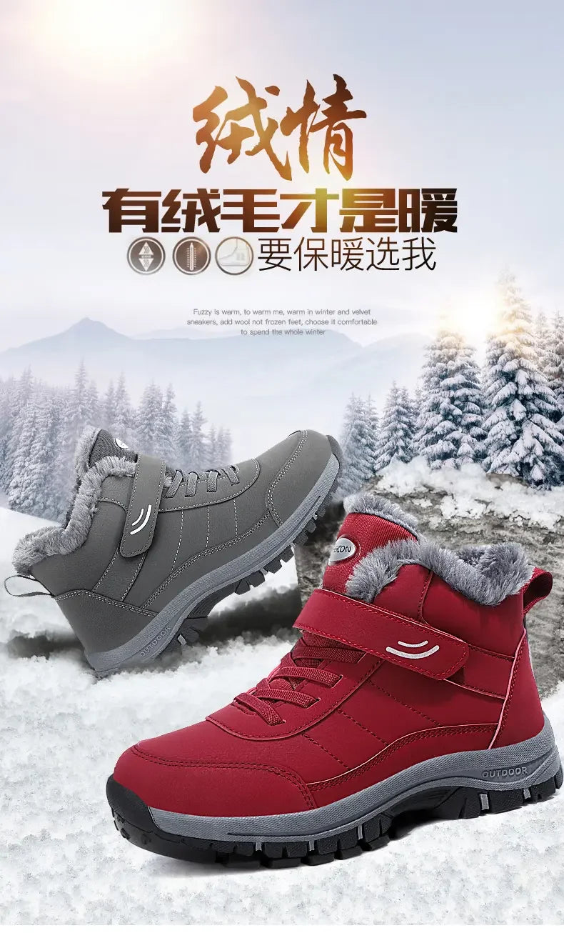 New 2024 Winter High Top Mountaineering Cotton Shoes for Elderly Hiking Warm Snow Boots Size 36-45 Zapatillas Hombre Men Shoes