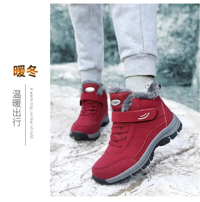 New 2024 Winter High Top Mountaineering Cotton Shoes for Elderly Hiking Warm Snow Boots Size 36-45 Zapatillas Hombre Men Shoes