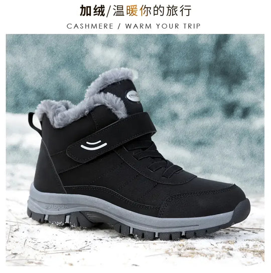 New 2024 Winter High Top Mountaineering Cotton Shoes for Elderly Hiking Warm Snow Boots Size 36-45 Zapatillas Hombre Men Shoes