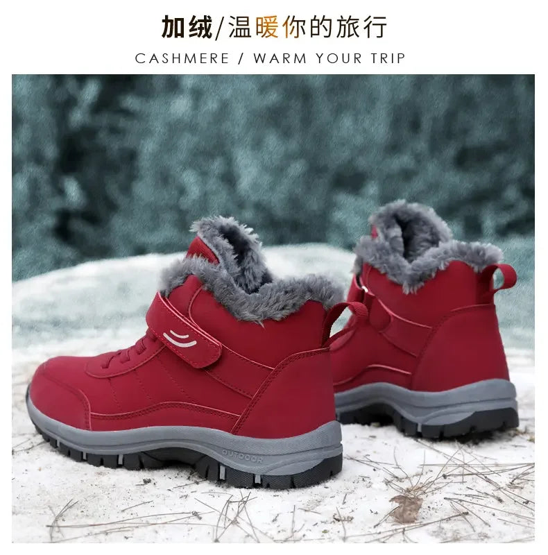 New 2024 Winter High Top Mountaineering Cotton Shoes for Elderly Hiking Warm Snow Boots Size 36-45 Zapatillas Hombre Men Shoes