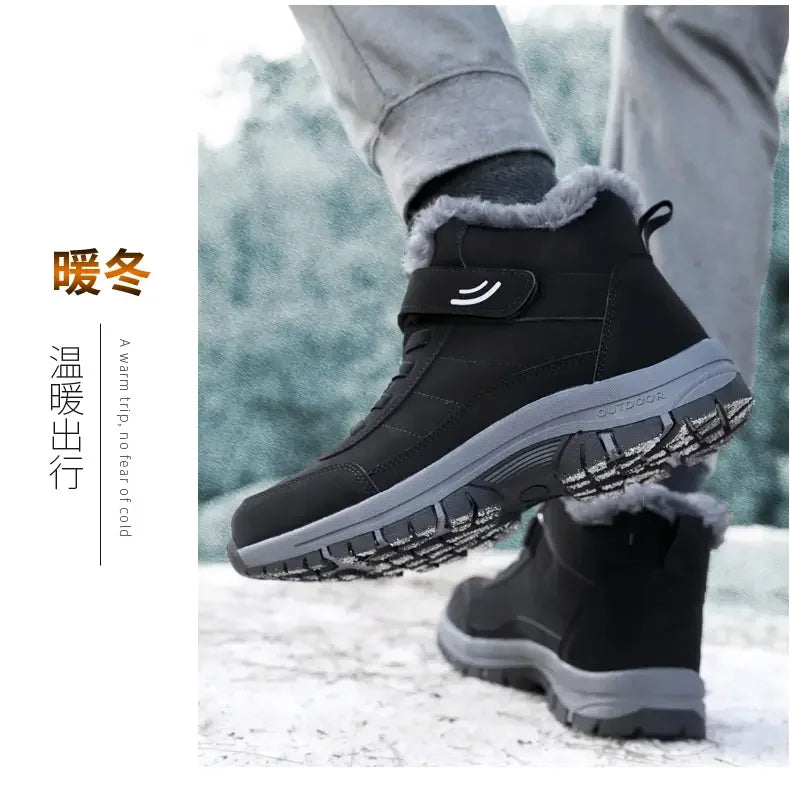 New 2024 Winter High Top Mountaineering Cotton Shoes for Elderly Hiking Warm Snow Boots Size 36-45 Zapatillas Hombre Men Shoes