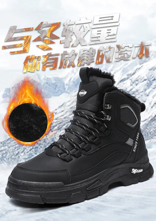 CYYTL Winter Snow Boots for Men – Fur Lined Leather Sneakers, Warm Casual Outdoor Platform Hiking Loafers & Luxury Sports Tennis Shoes