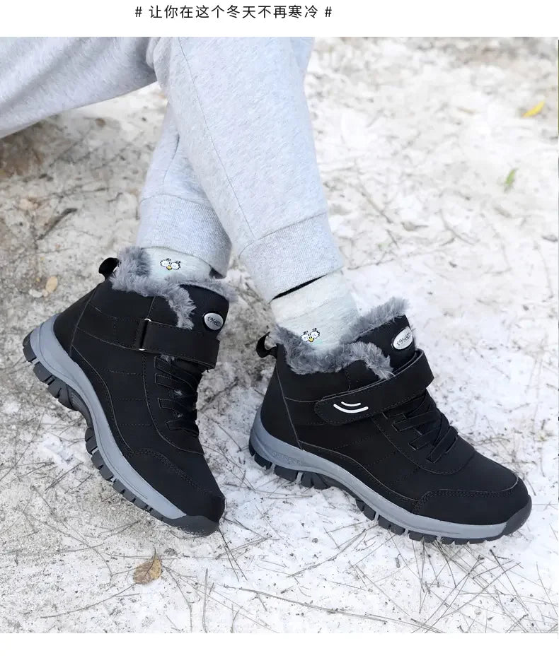 New 2024 Winter High Top Mountaineering Cotton Shoes for Elderly Hiking Warm Snow Boots Size 36-45 Zapatillas Hombre Men Shoes