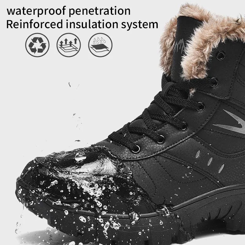 Men's High-Top Snow Boots – Warm Plush Winter Boots for Work & Outdoor Activities, Anti-Slip, Comfortable & Soft Snowmobile Boots