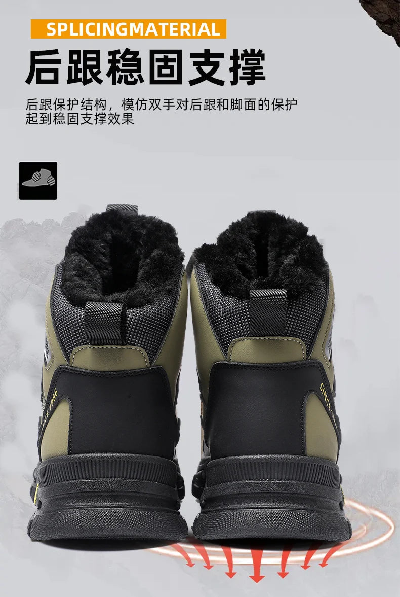 CYYTL Winter Snow Boots for Men – Fur Lined Leather Sneakers, Warm Casual Outdoor Platform Hiking Loafers & Luxury Sports Tennis Shoes