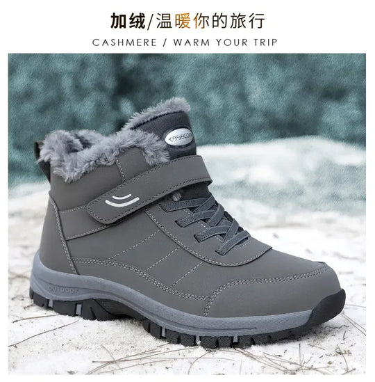 New 2024 Winter High Top Mountaineering Cotton Shoes for Elderly Hiking Warm Snow Boots Size 36-45 Zapatillas Hombre Men Shoes