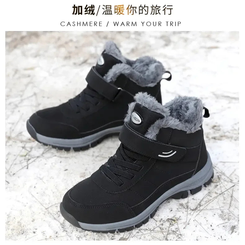 New 2024 Winter High Top Mountaineering Cotton Shoes for Elderly Hiking Warm Snow Boots Size 36-45 Zapatillas Hombre Men Shoes